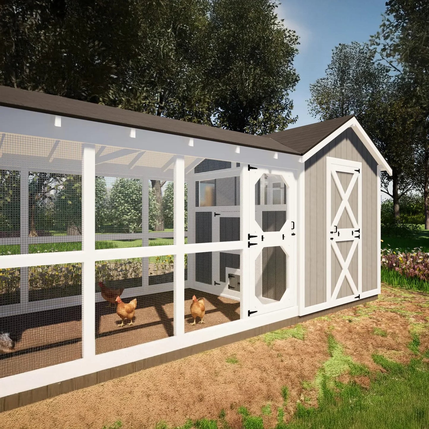 8x32 Large Chicken Coop Plans with 24ft Run ā DIY Hen House for 24 Chickens ( Printed plans )