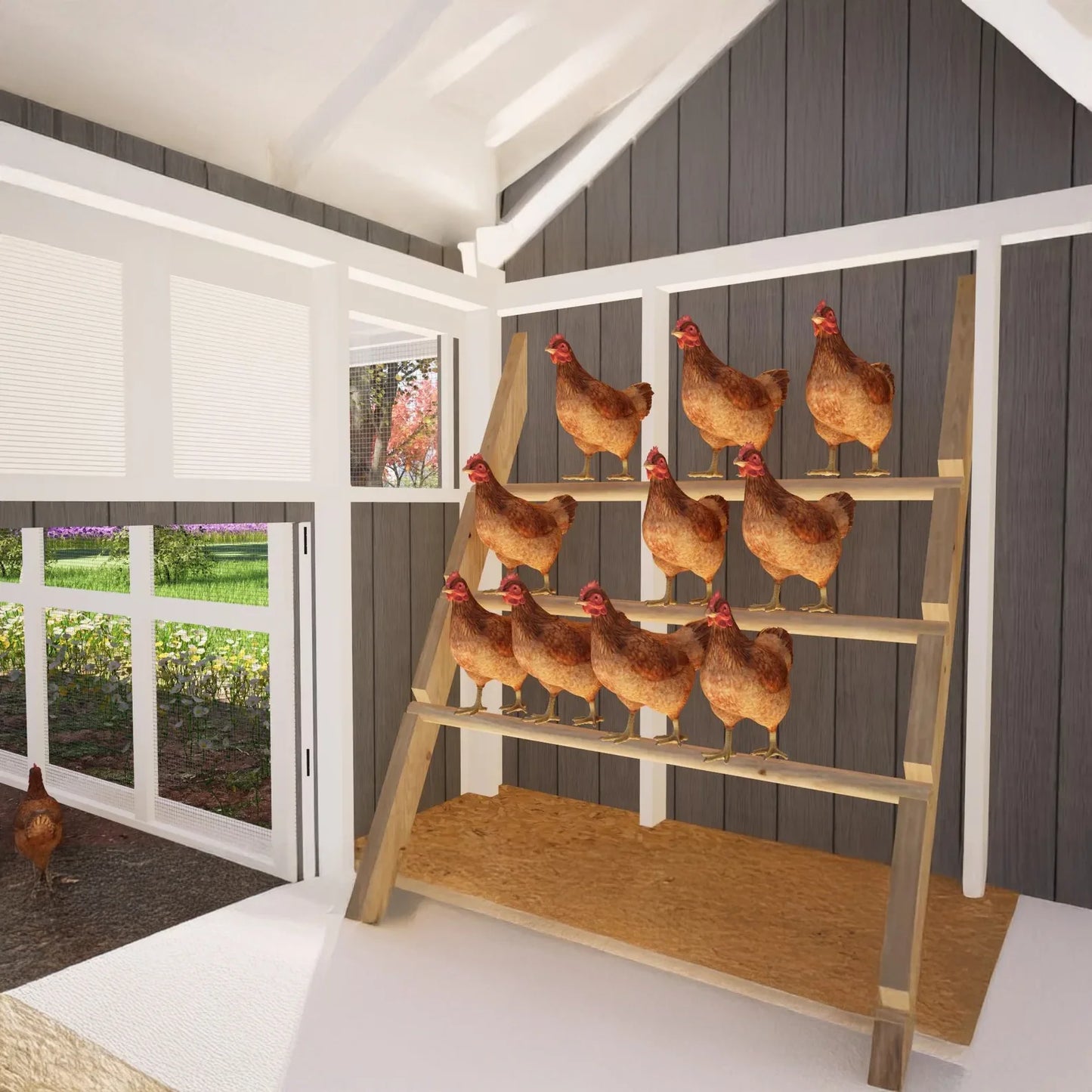 8x32 Large Chicken Coop Plans with 24ft Run ā DIY Hen House for 24 Chickens ( Printed plans )