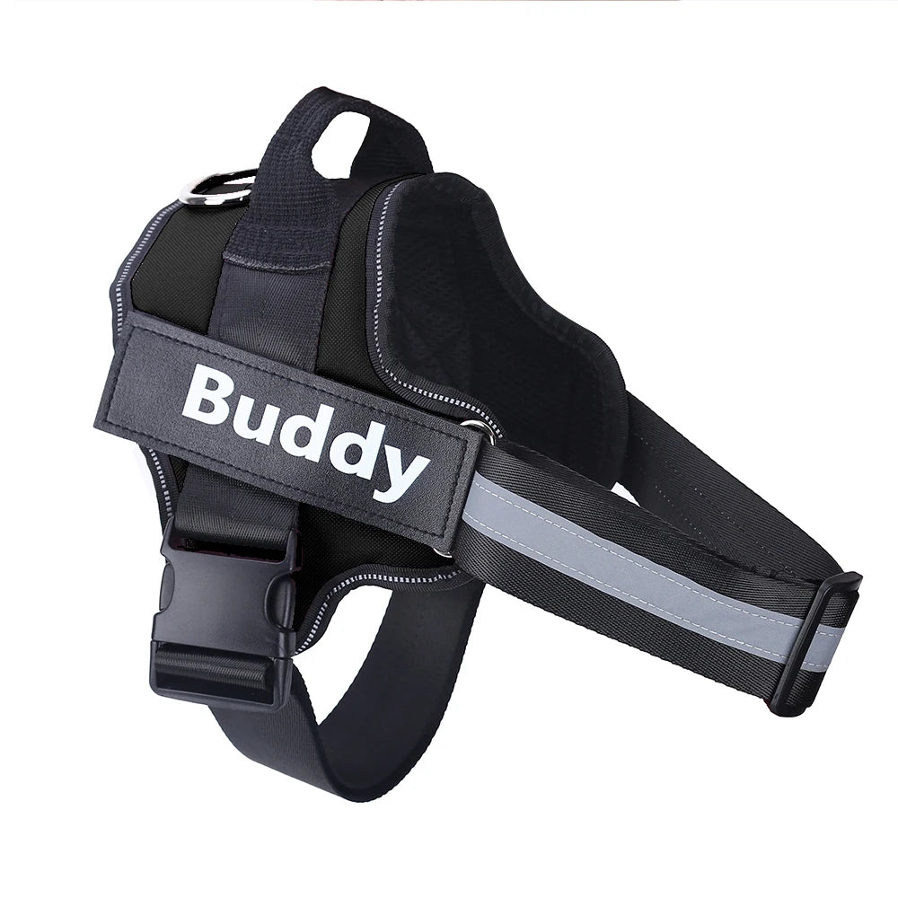 Dog Harness Reflective Adjustable Pet Harness ID Custom Patch