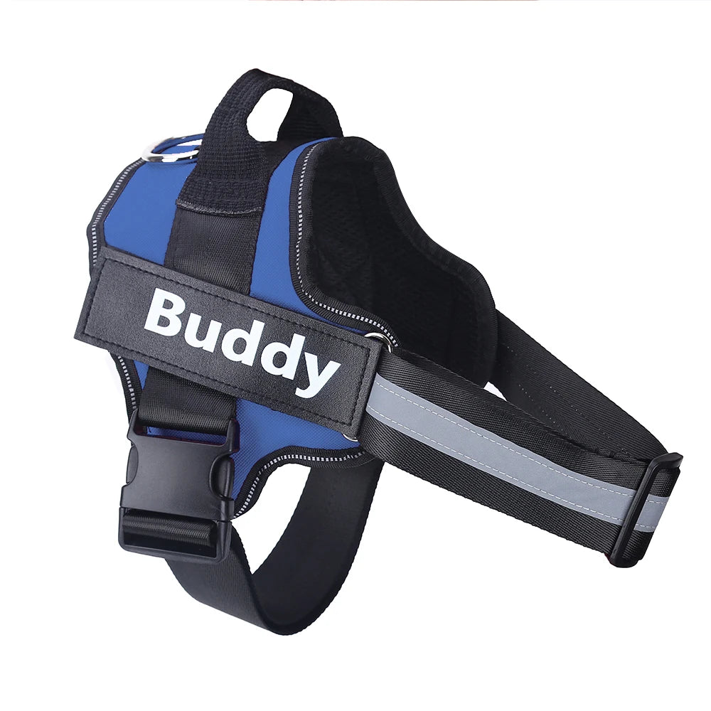 Dog Harness Reflective Adjustable Pet Harness ID Custom Patch