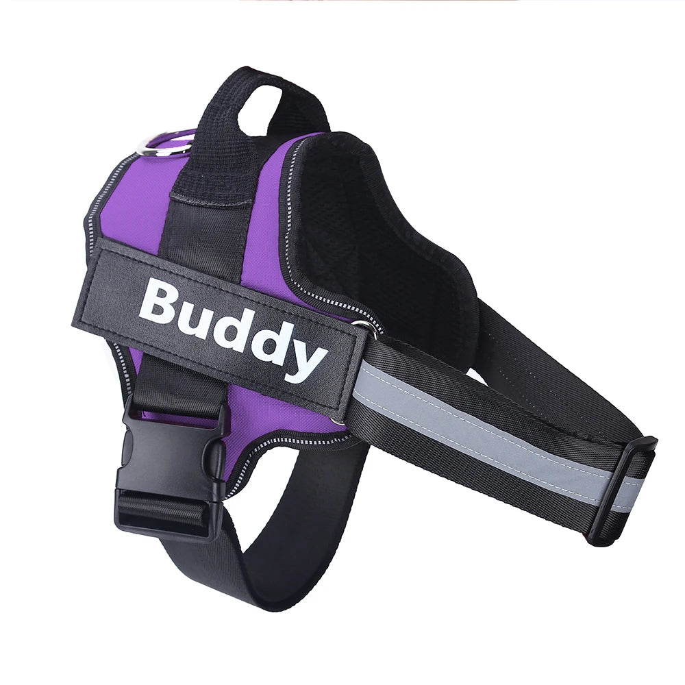 Dog Harness Reflective Adjustable Pet Harness ID Custom Patch