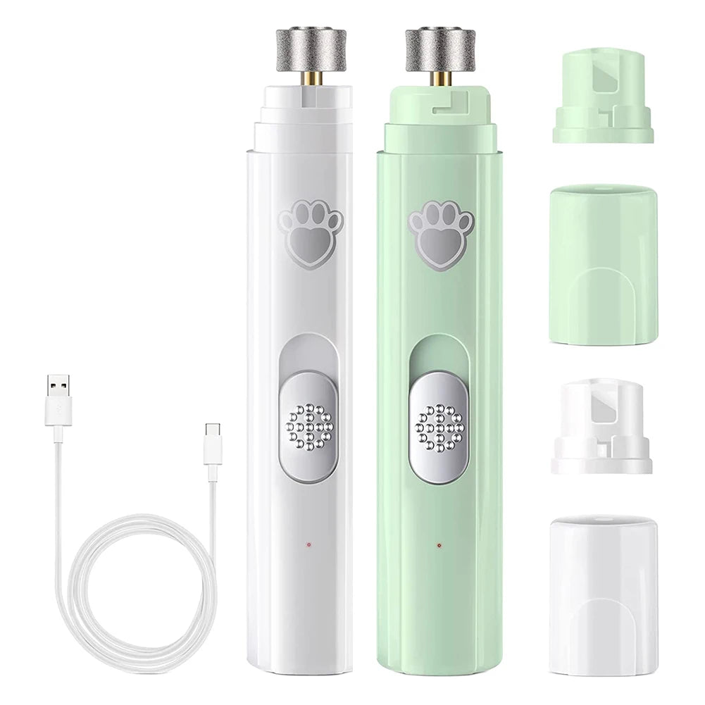 Electric Pet Nail Grinder Low-Noise LED Light 2-Speed with Polisher Wheel for Small/Medium/Large Pets