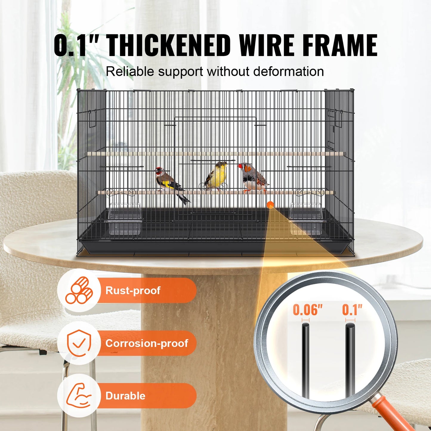 30inch Pet Bird Cage Metal with Rolling Stand Tray