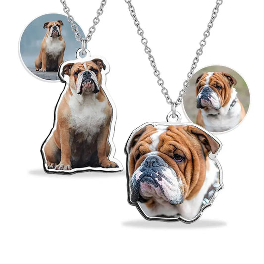 Custom Cat Dog Photo Necklace Single Sided Pet Memorial Gifts