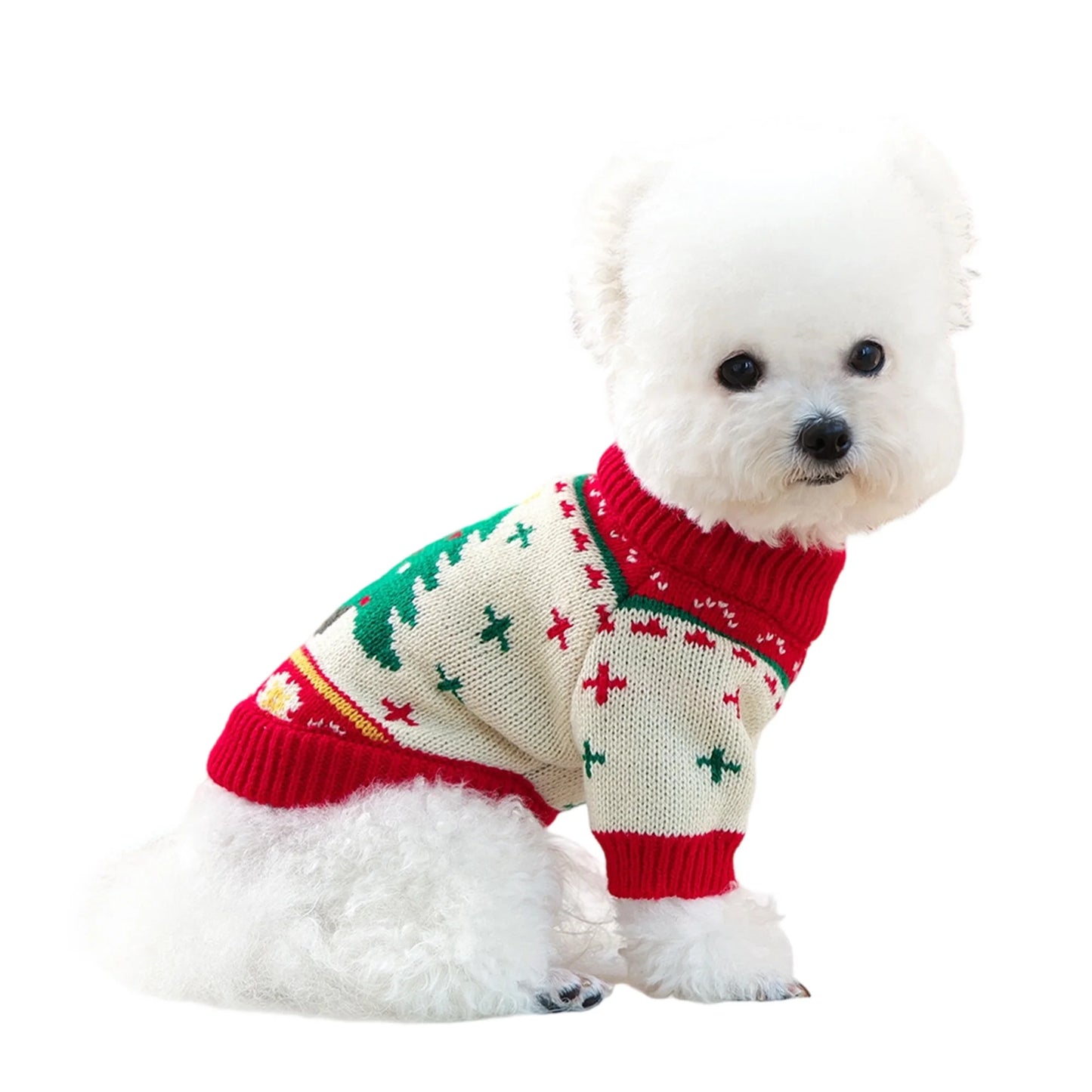 Christmas Reindeer Pet Sweater Holiday Pet Clothes Knit Xmas Tree Design