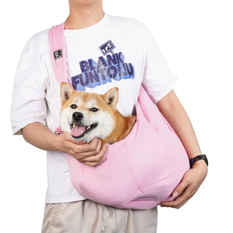 Crossbody breathable folding pet bag, large capacity portable bag