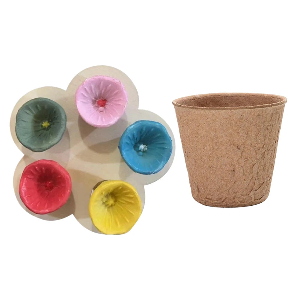 Bees Drinking Cup Flower Shape Water Feeder with Nursery Cup & Holder, Resin