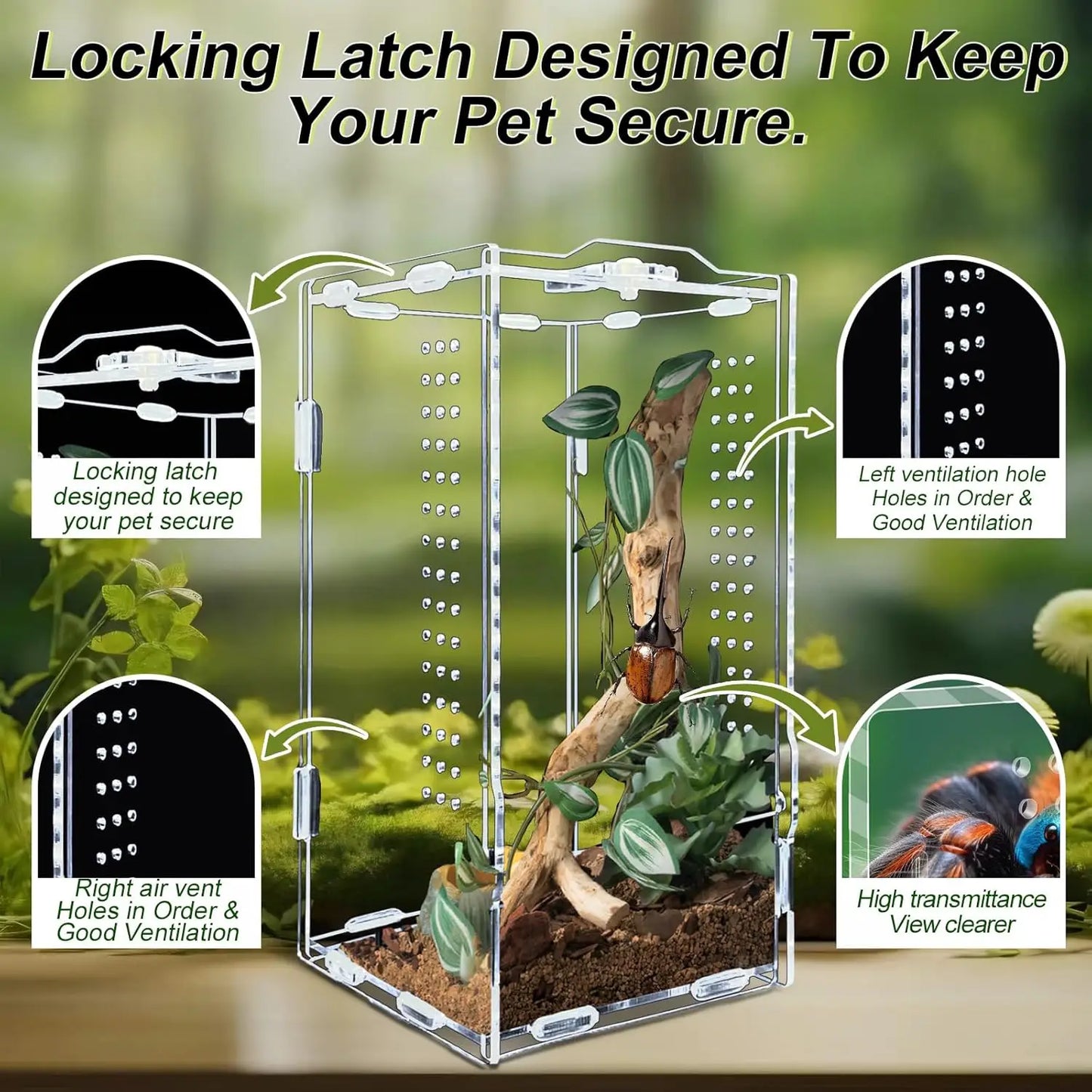Acrylic Reptile Terrarium Habitat Breeding Box Reptiles Cage