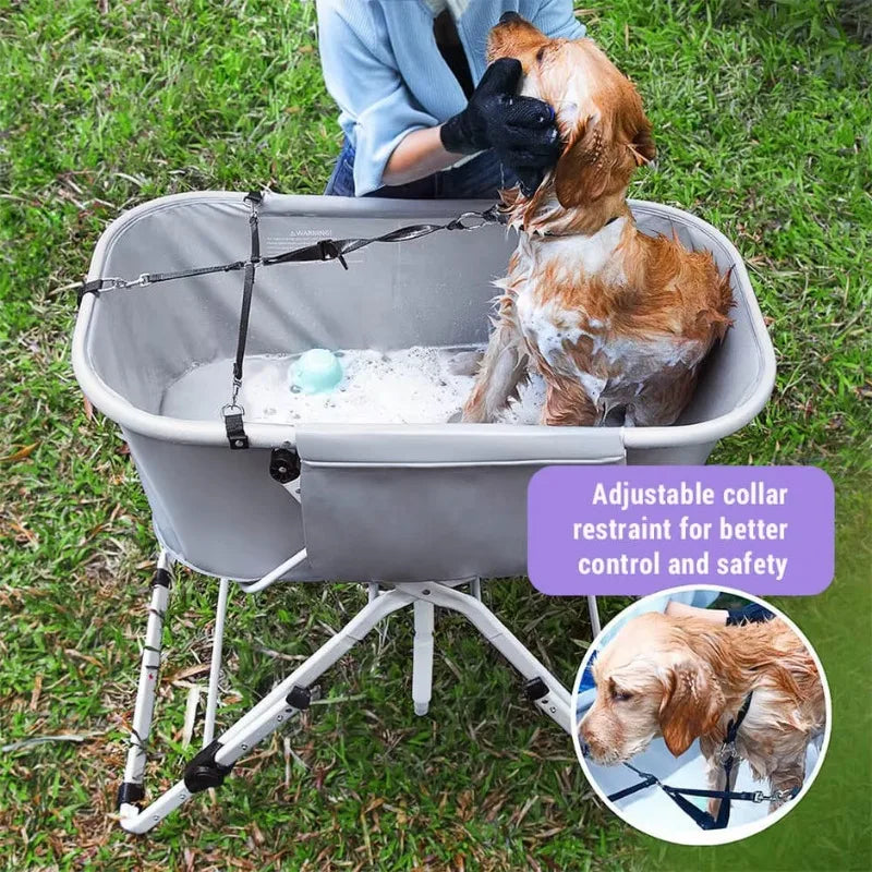 Elevated Dog Bath Tubs Foldable Pet Bathing Station Adjustable
