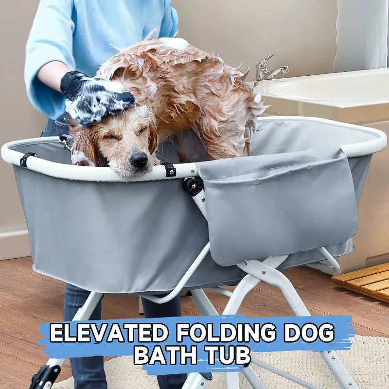 Elevated Dog Bath Tubs Foldable Pet Bathing Station Adjustable