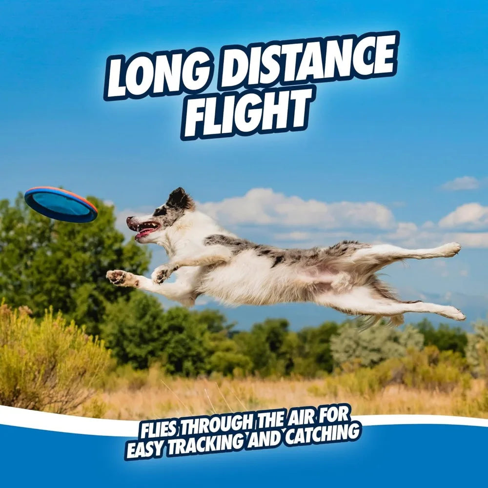 Flying Disc Dog Toy - Water Floating Flyer - Durable Nylon Construction with Soft Rubber Edges