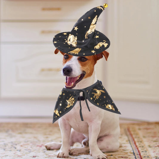 Wizard Costume For Pets Witch Hat Cloak Cape For Dogs And Cats
