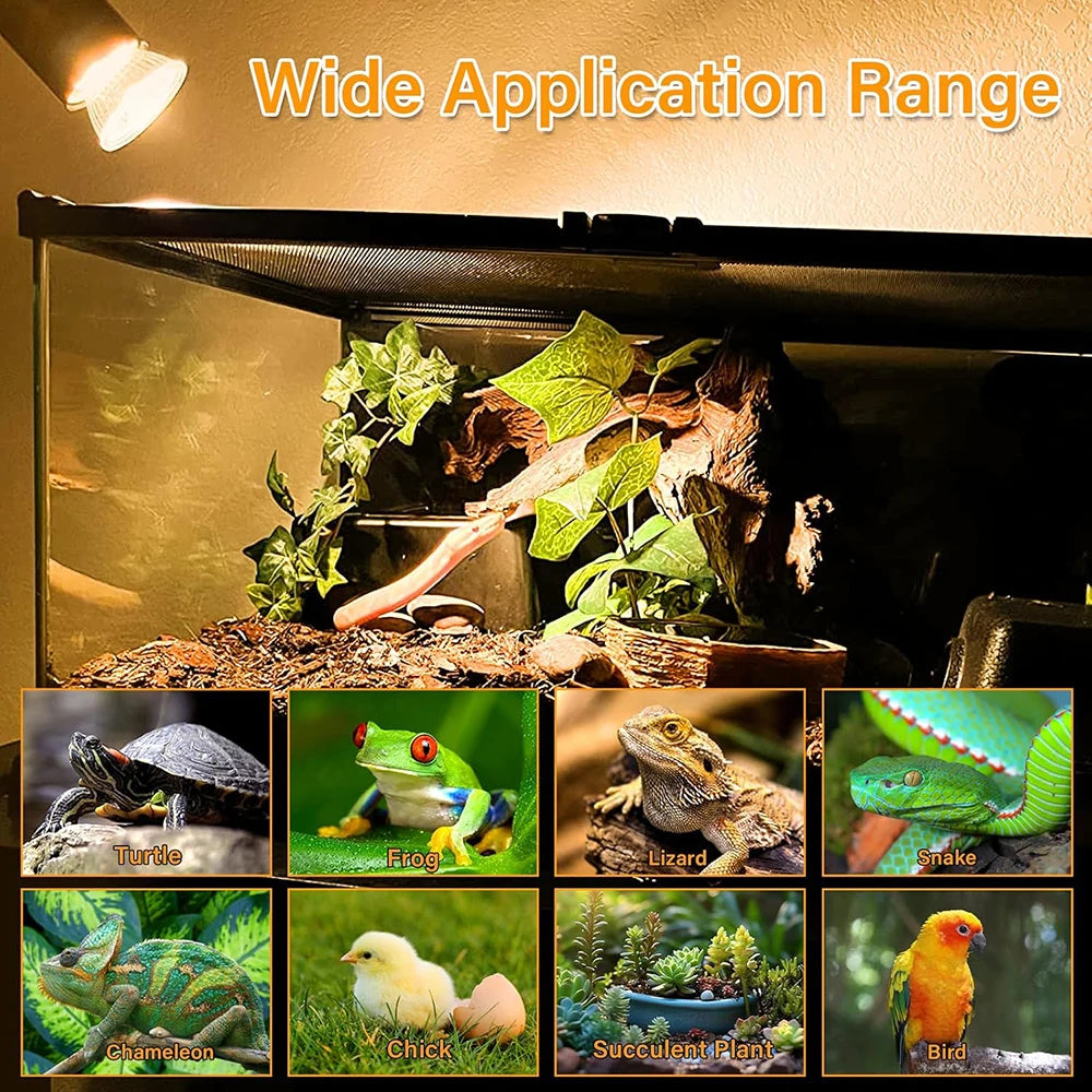 Reptile Heat Lamp 50W UVA UVB Light Rotatable Basking Light Dimmable
