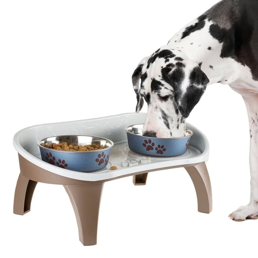 Elevated Dog Bowl Stand with Splash Guard Portable Feeding Tray