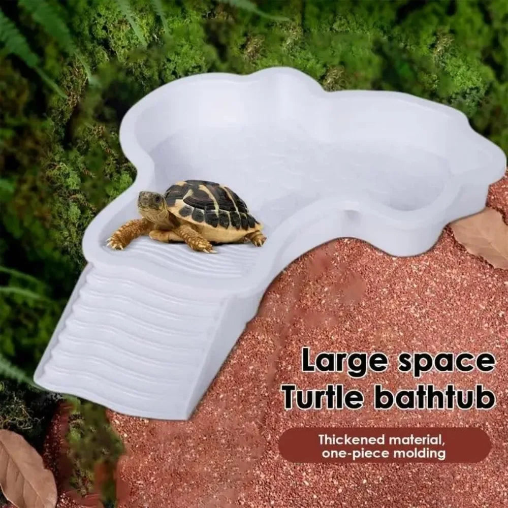 Reptile Bathing Pool Water Bowl with Slip Proof Steps 35x28.50cm Resting and Soaking
