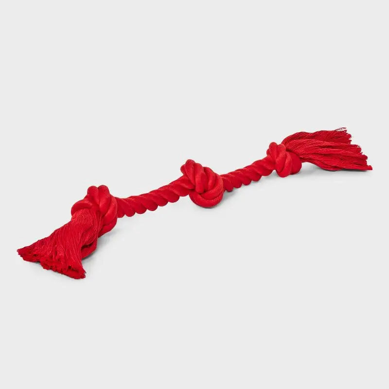 15 Inch Red Rope Toy for Tug of War Fetch Interactive Play Chewing