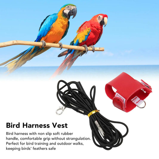 Bird Harness Vest with Leash for Pets Soft Leather Design Adjustable