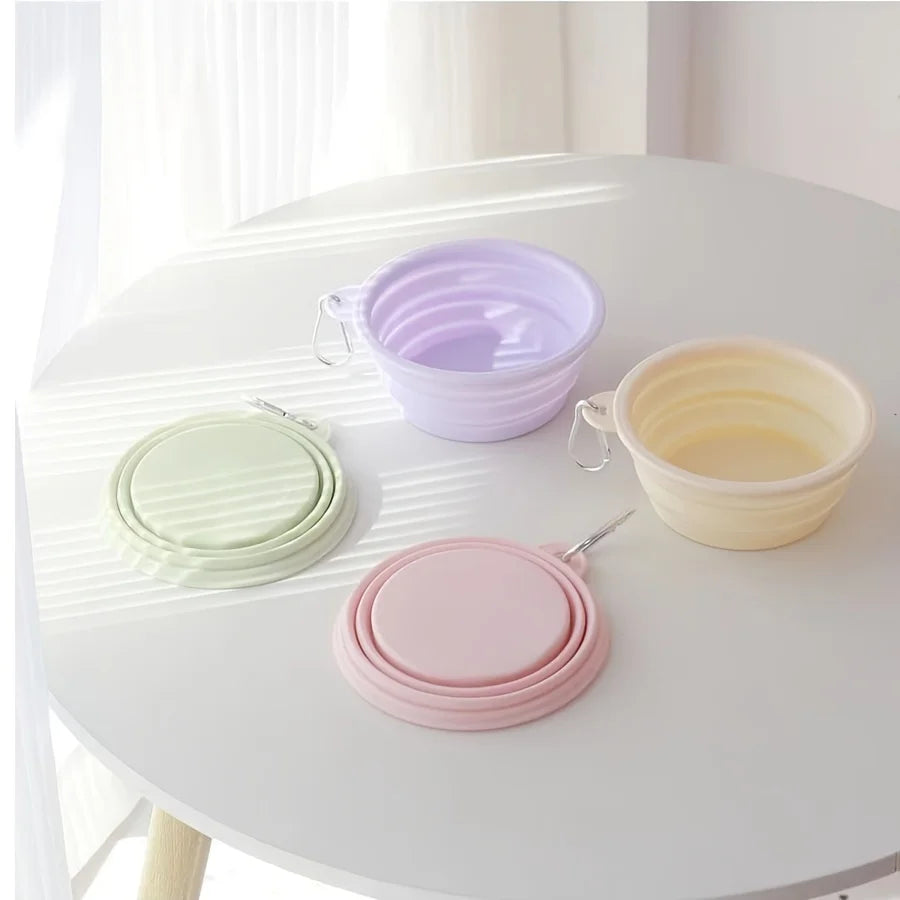 11.83oz Pet Folding Silicone Bowl Travel Portable Pet Feeding Water