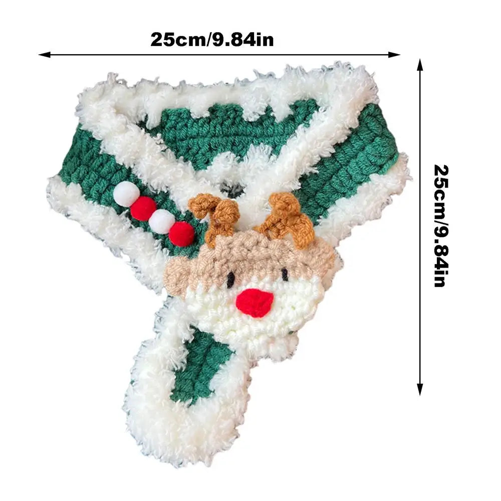 Christmas Pet Bandana Knitted Scarf Christmas Costumes Adjustable Neck Warmer Holiday