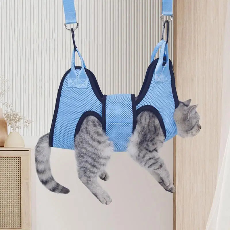 Cat Dog Grooming Hammock With Security Strap anti scratch