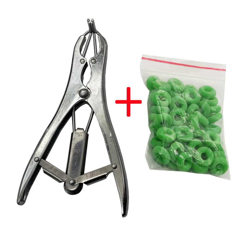 1 Set Castrate Emasculate Pliers and Bands Tail Cut livestock Castration Band Forceps