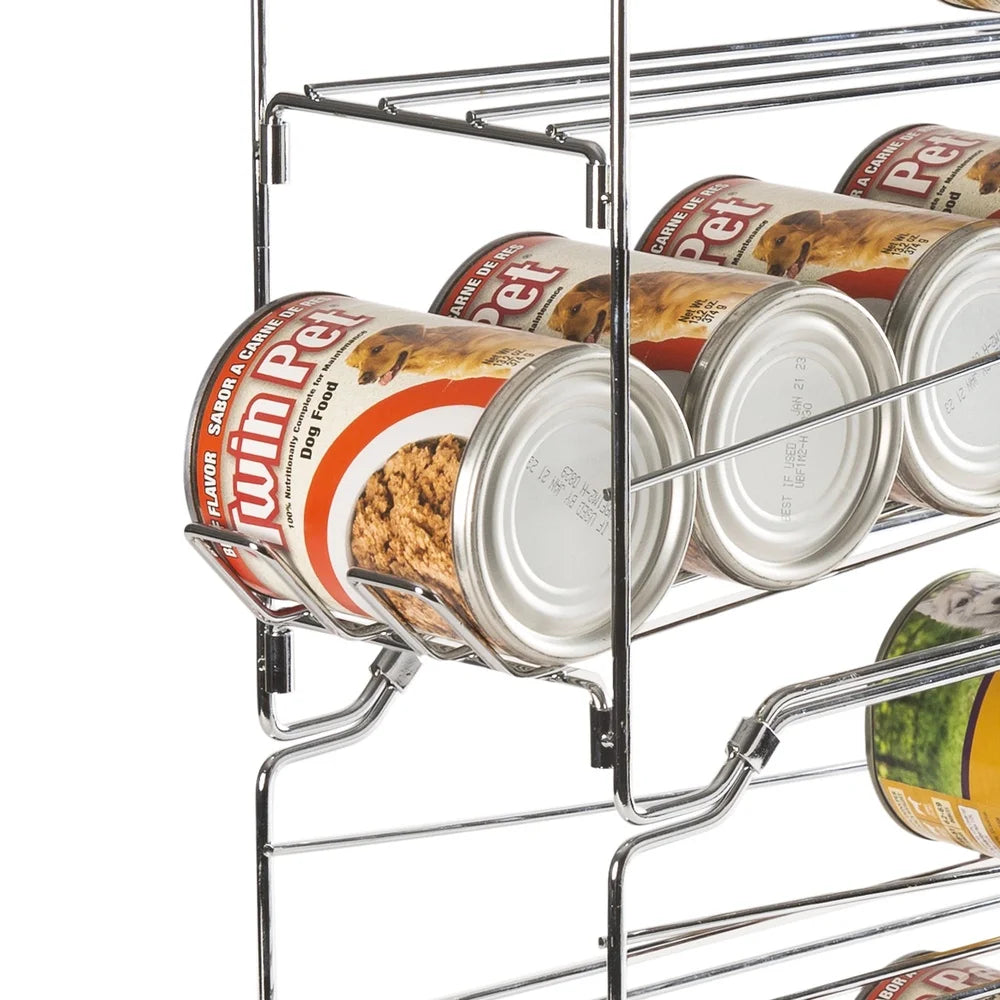 10 Can Pet Food Dispenser Stackable Collapsible Steel with Angled Shelves Anti-Slip Feet