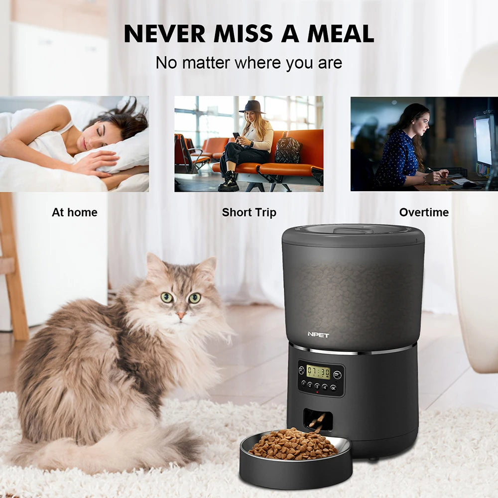 4L Automatic smart pet feeder for cats dogs with stainless steel bowl