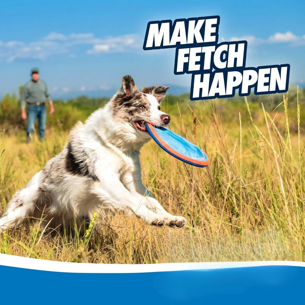 Flying Disc Dog Toy - Water Floating Flyer - Durable Nylon Construction with Soft Rubber Edges