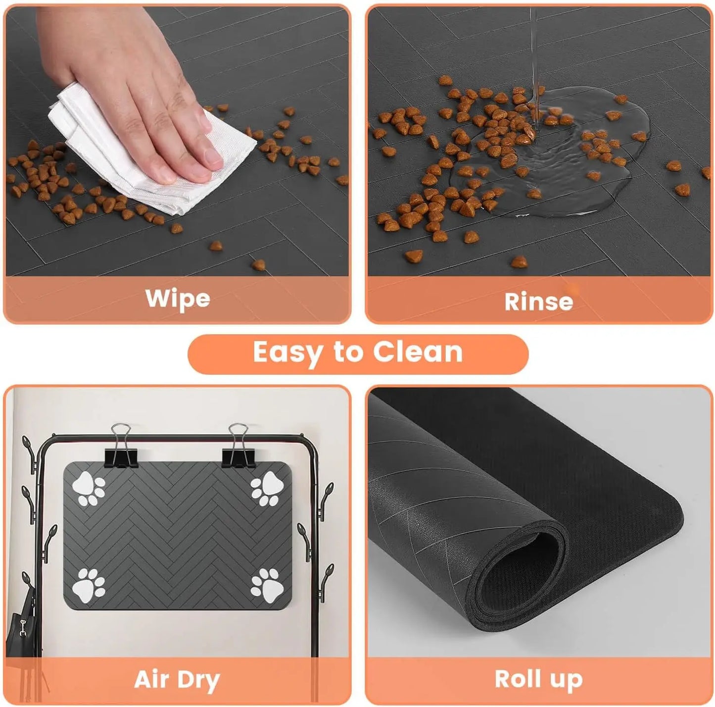 Pet Feeding Mat Absorbent for Food and Water Bowl