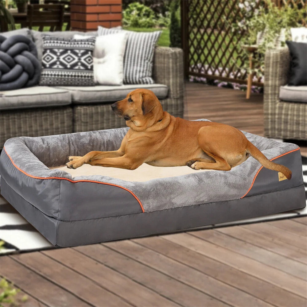 Jumbo Large Orthopedic Dog Bed Memory Foam Waterproof Elevated Cushion Removable Cover