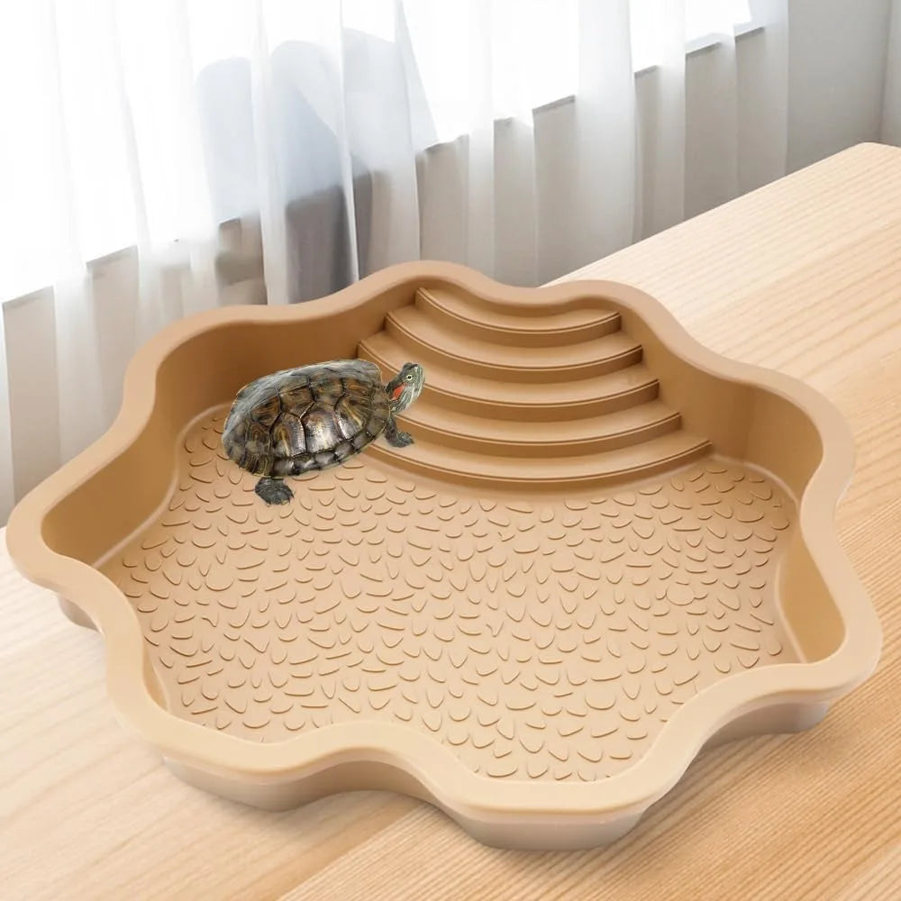 Reptile Bathing Pool Water Bowl with Slip Proof Steps 35x28.50cm Resting and Soaking