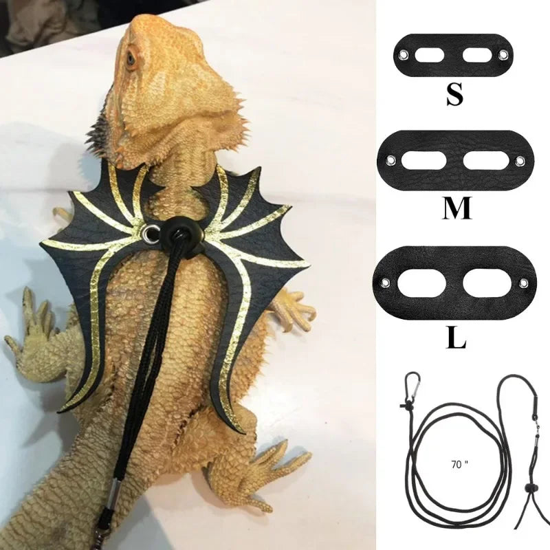 Small Animals Lizard Leash Harness Soft Padding Leather Vest Top with Hook and Loop Clothes