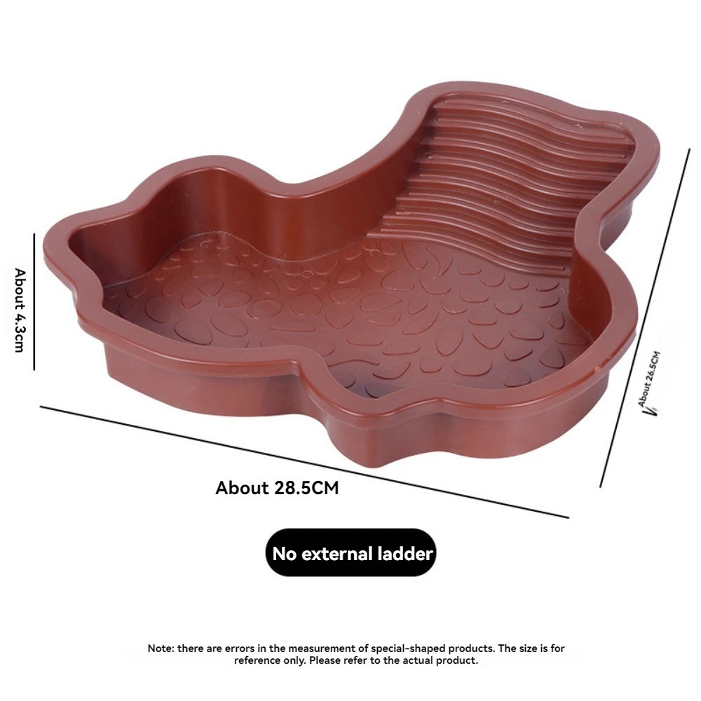 Reptile Bathing Pool Water Bowl with Slip Proof Steps 35x28.50cm Resting and Soaking
