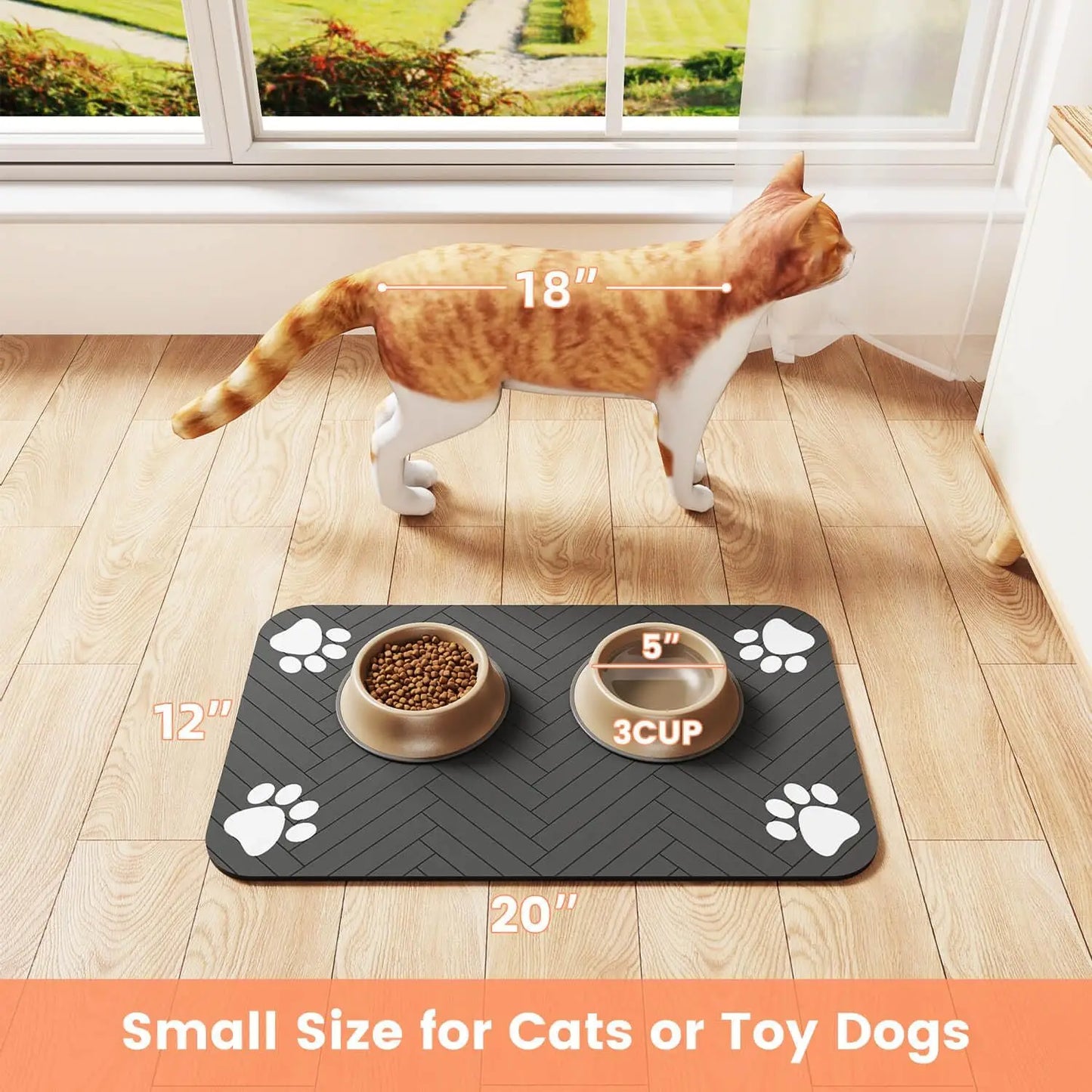 Pet Feeding Mat Absorbent for Food and Water Bowl