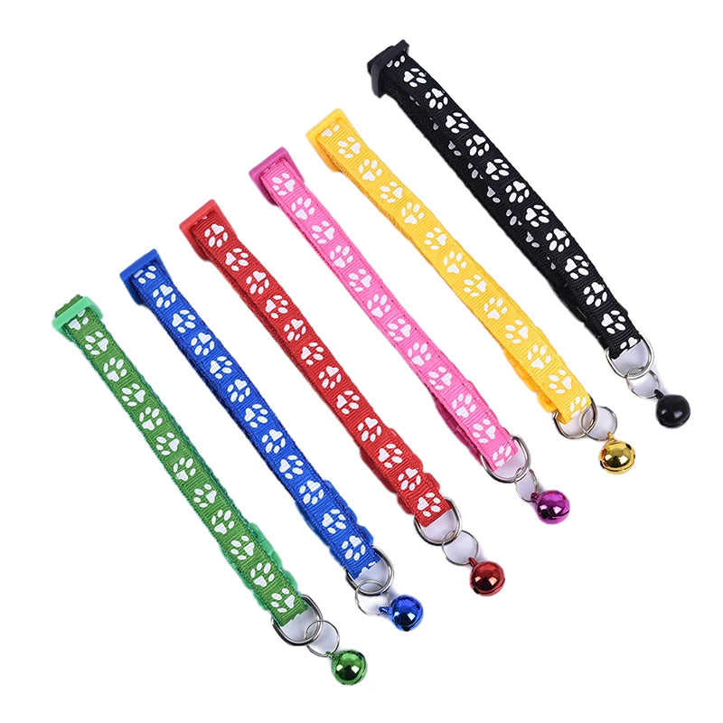 12Pcs Cute Cat Collar With Bell Adjustable 6 Colors For cats and small dogs