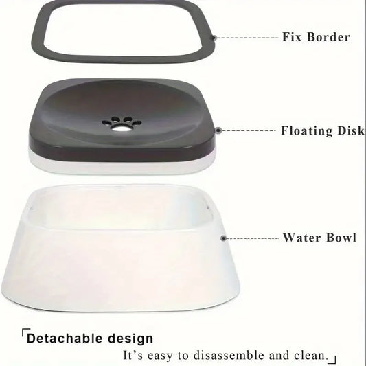 Spill-Proof Plastic Pet Water Bowl with Non-Slip Base & Floating Filter