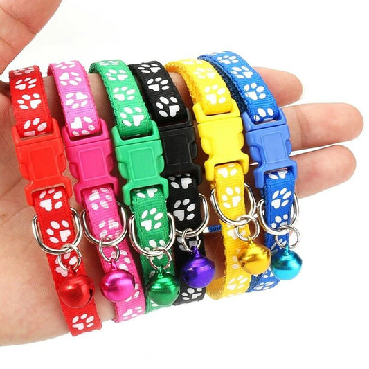 12Pcs Cute Cat Collar With Bell Adjustable 6 Colors For cats and small dogs