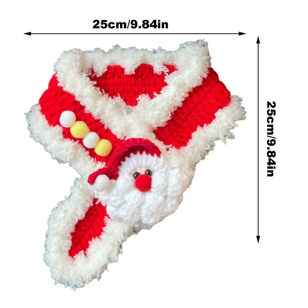 Christmas Pet Bandana Knitted Scarf Christmas Costumes Adjustable Neck Warmer Holiday