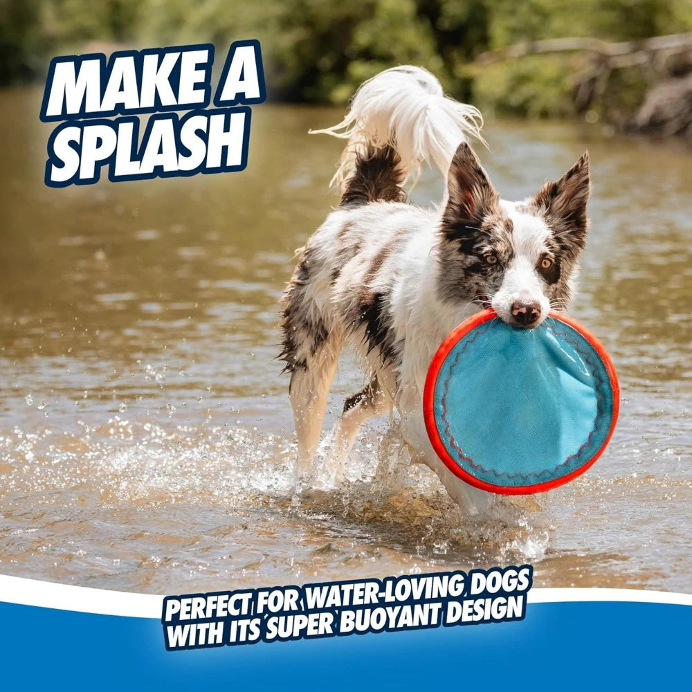 Flying Disc Dog Toy - Water Floating Flyer - Durable Nylon Construction with Soft Rubber Edges