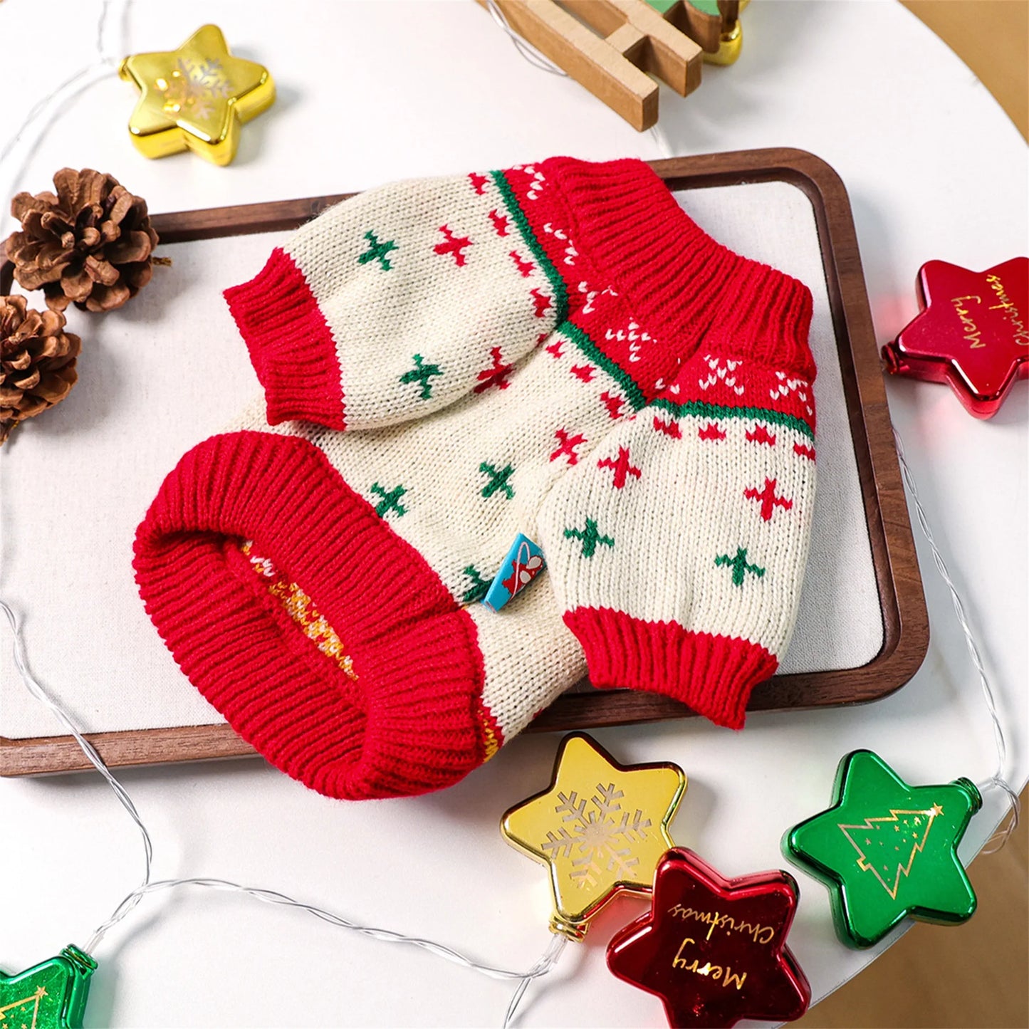 Christmas Reindeer Pet Sweater Holiday Pet Clothes Knit Xmas Tree Design
