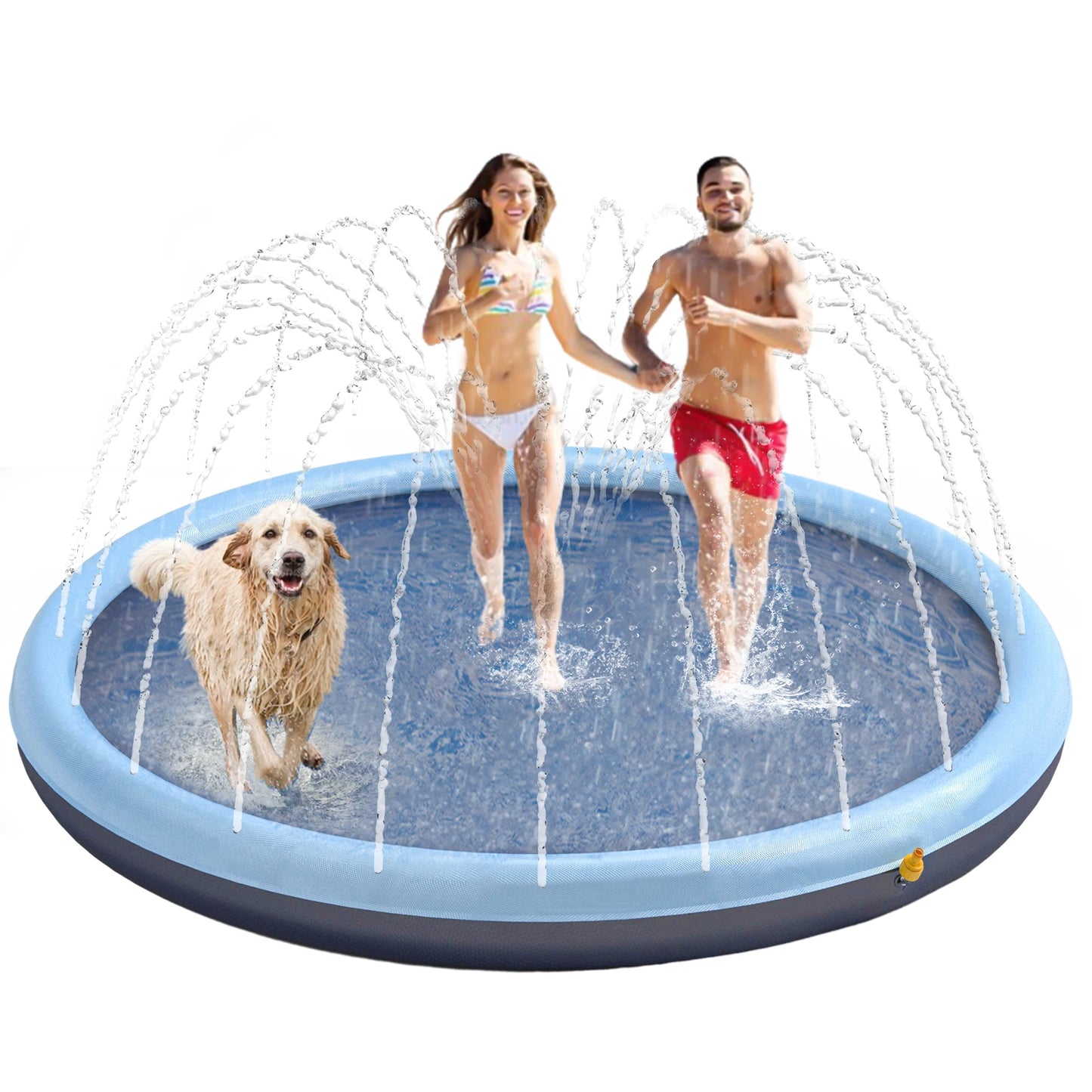 Splash Pad for Pets, Non-Slip Splash Pad Outdoor Water Toys, Sprinkler Pool for Dogs Outdoor Play