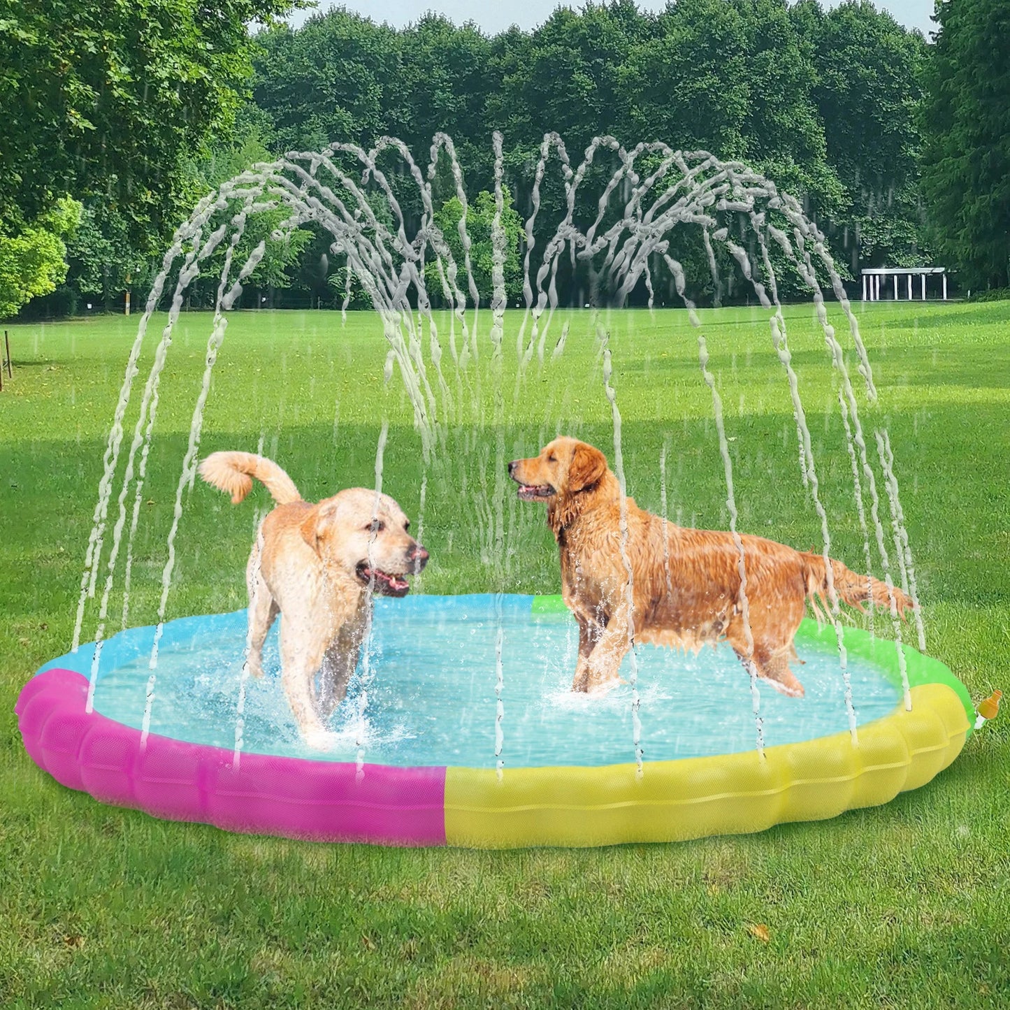 Splash Pad for Pets, Non-Slip Splash Pad Outdoor Water Toys, Sprinkler Pool for Dogs Outdoor Play