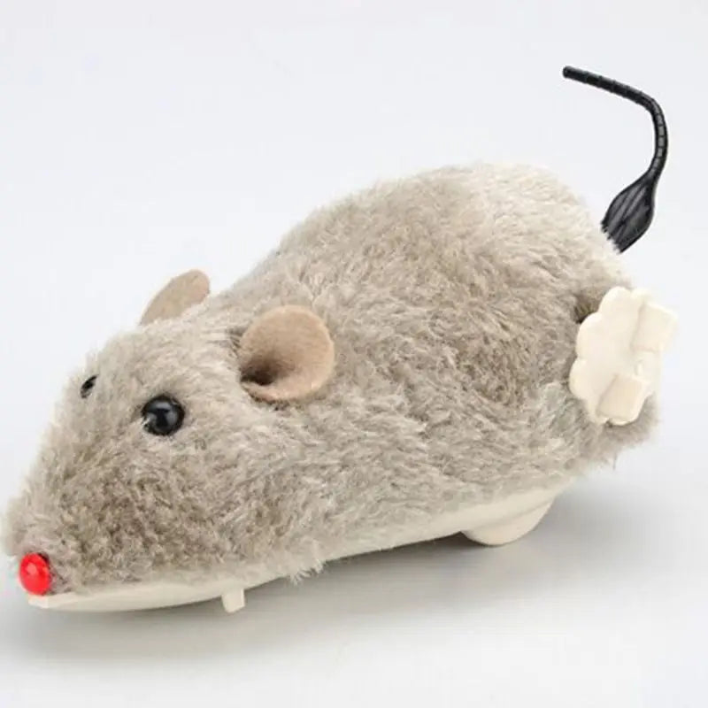 1Pc Funny Lifelike Plush Mouse Running Rat Toy Random Color