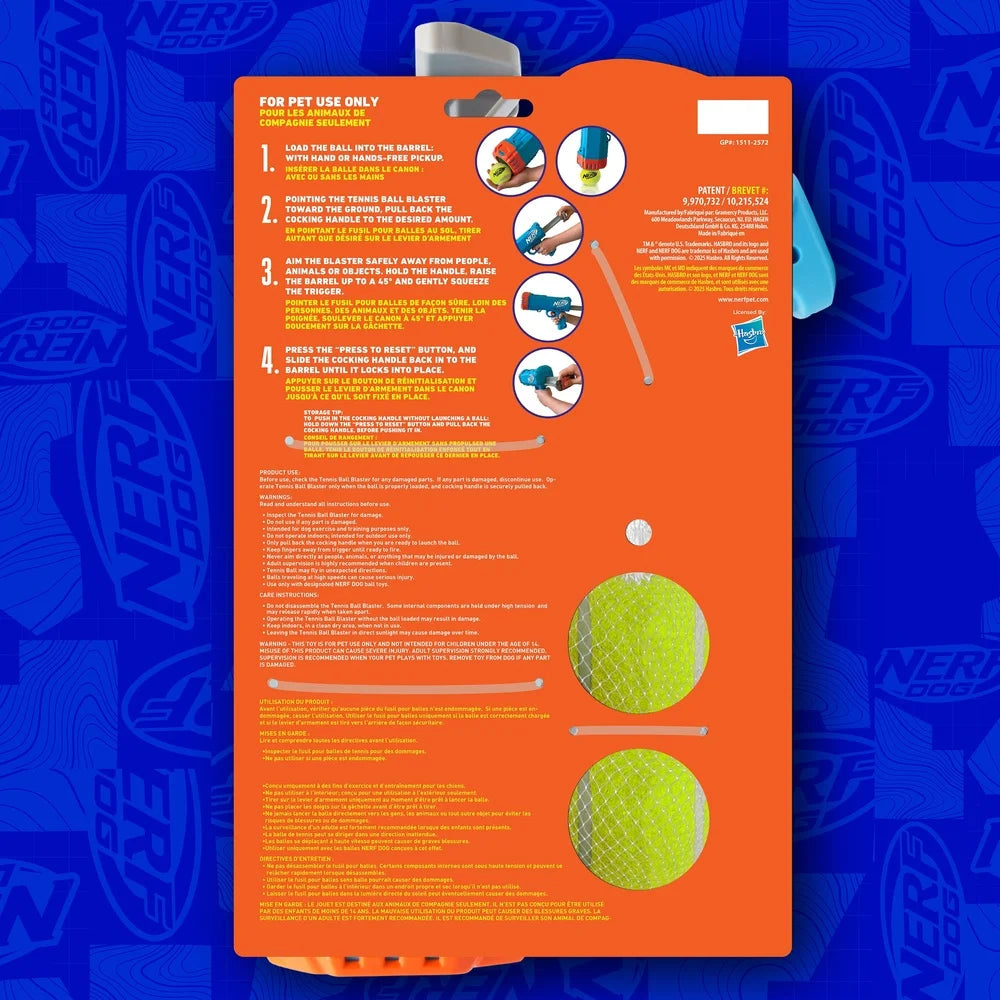 Tennis Ball Launcher with 2 Balls 40ft Distance Chewable