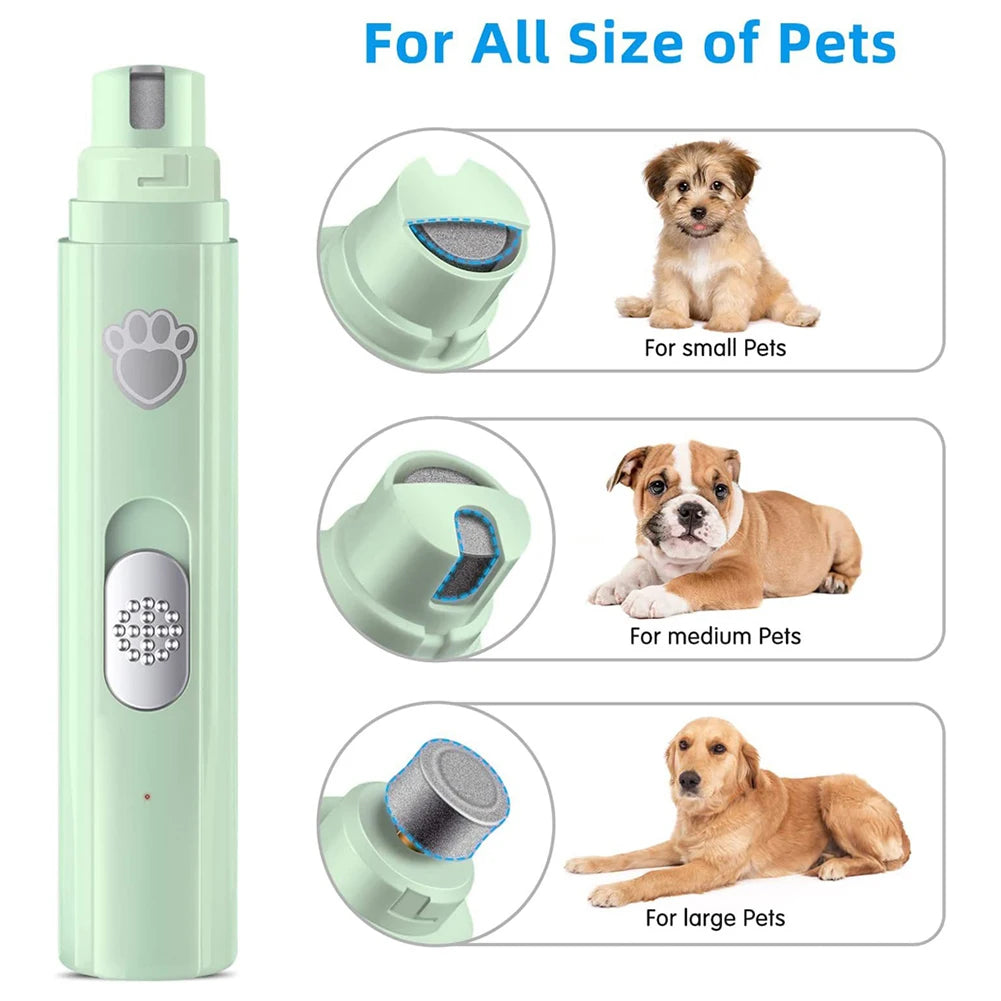 Electric Pet Nail Grinder Low-Noise LED Light 2-Speed with Polisher Wheel for Small/Medium/Large Pets