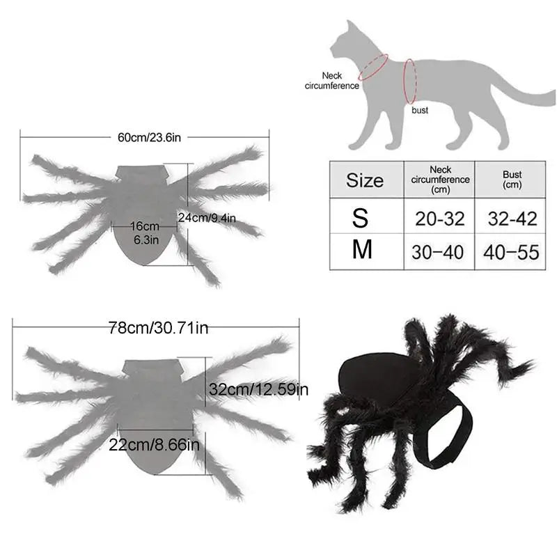 Halloween Pet Spider Costume Black Spooky Spider For Dogs Cats Cosplay Outfit