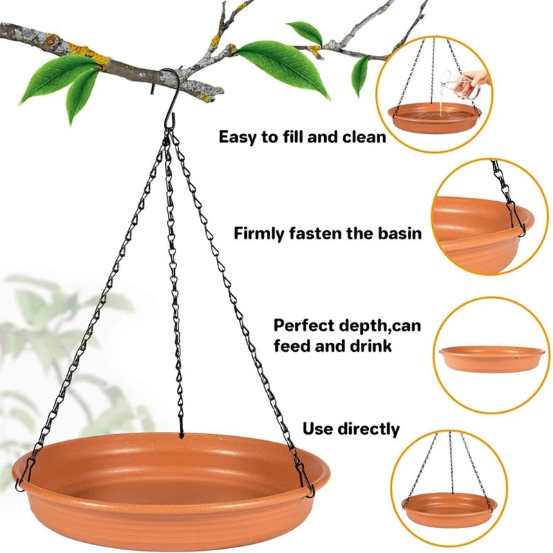 Hanging Bird Feeding Dish Water Bowl Bird Bath for Outdoor