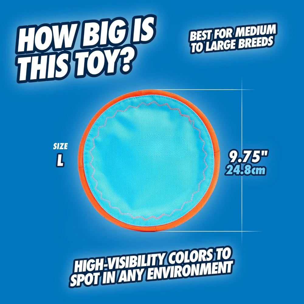 Flying Disc Dog Toy - Water Floating Flyer - Durable Nylon Construction with Soft Rubber Edges