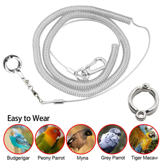 3M/6M Bird Flying Training Leash Ultra-light Flexible Rope with Leg Ring Harness