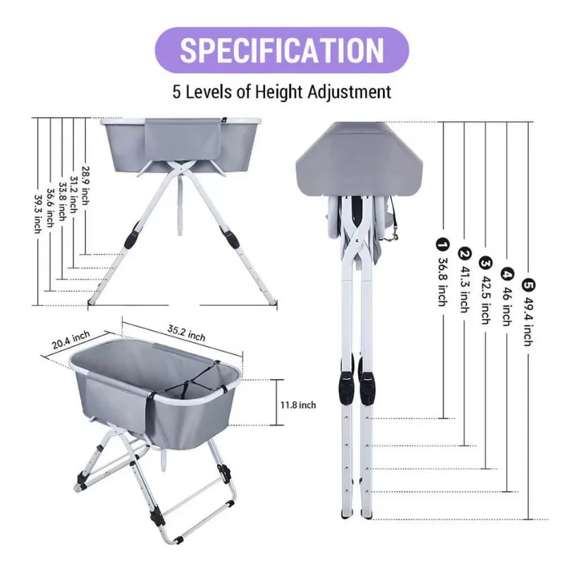 Elevated Dog Bath Tubs Foldable Pet Bathing Station Adjustable